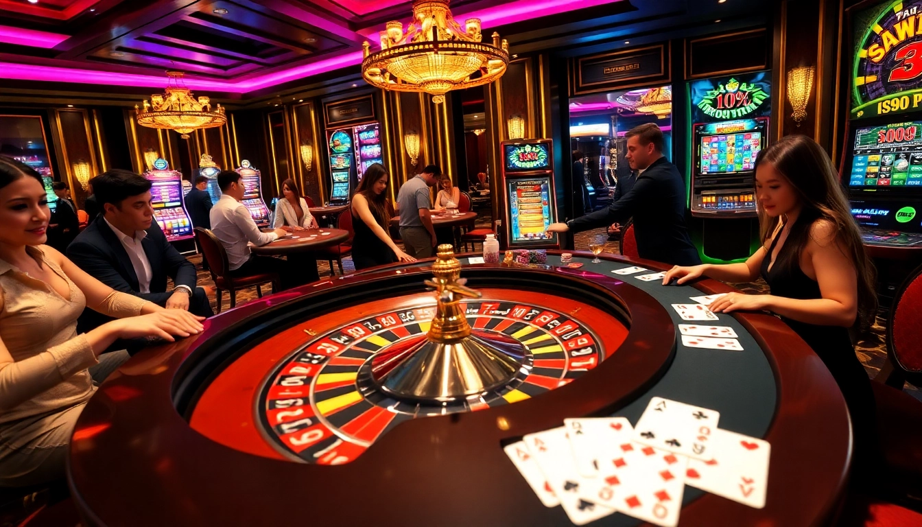 Experience the thrill of casino gaming at dom88.us.com with an exciting roulette table and vibrant atmosphere.