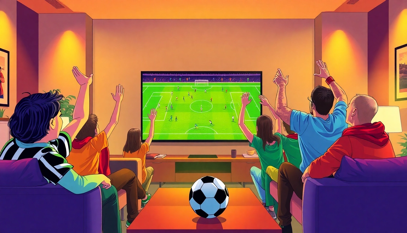 Exciting scene of fans enjoying a live soccer match at joemadfan.com, surrounded by sports memorabilia.