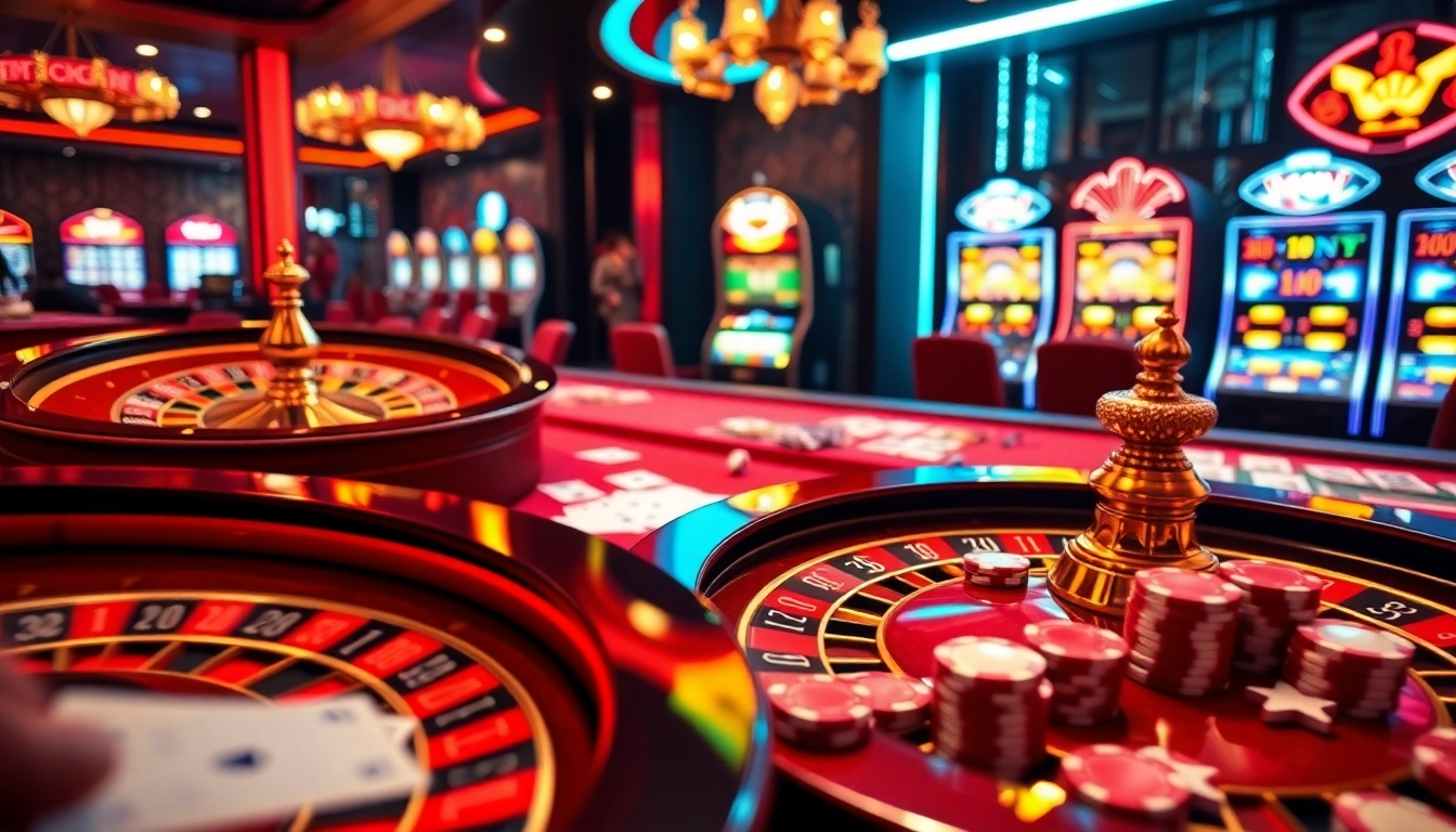 Experience excitement at pg88 casino with vibrant tables, roulette wheels, and poker chips.