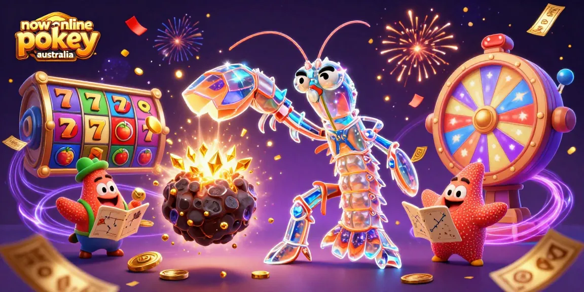 Experience new online pokies Australia with vibrant slot reels and exciting characters in a magical scene.